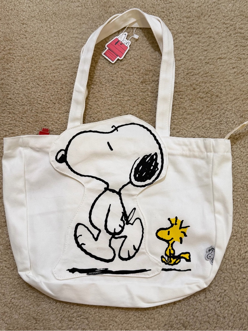 Snoopy Woodstock Canvas Tote Bag White Peanuts